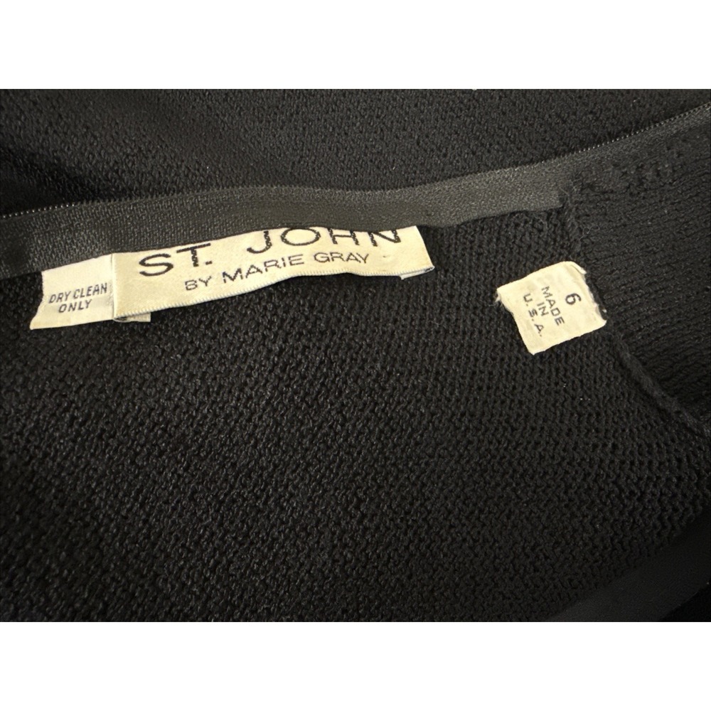 Vtg ST John Santana Knit Dress 6 Black Gold Embellished Cocktail 90s Old Money - Picture 8 of 13